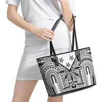White Philippines Sun Star Leather Tote Bag Igorot Tribal Inspiration