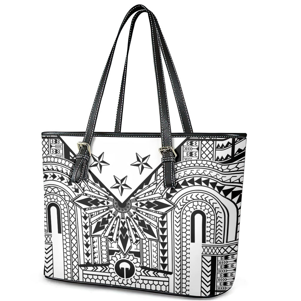 White Philippines Sun Star Leather Tote Bag Igorot Tribal Inspiration