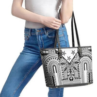 White Philippines Sun Star Leather Tote Bag Igorot Tribal Inspiration