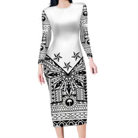 White Philippines Sun Star Long Sleeve Bodycon Dress Igorot Tribal Inspiration