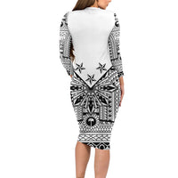 White Philippines Sun Star Long Sleeve Bodycon Dress Igorot Tribal Inspiration