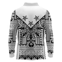 White Philippines Sun Star Long Sleeve Polo Shirt Igorot Tribal Inspiration