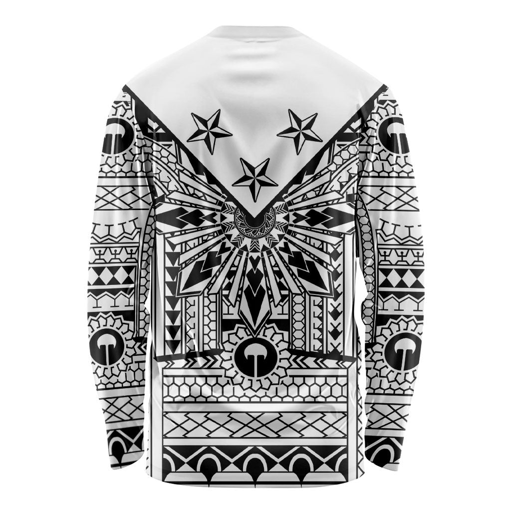 White Philippines Sun Star Long Sleeve Shirt Igorot Tribal Inspiration