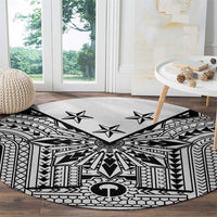 White Philippines Sun Star Round Carpet Igorot Tribal Inspiration