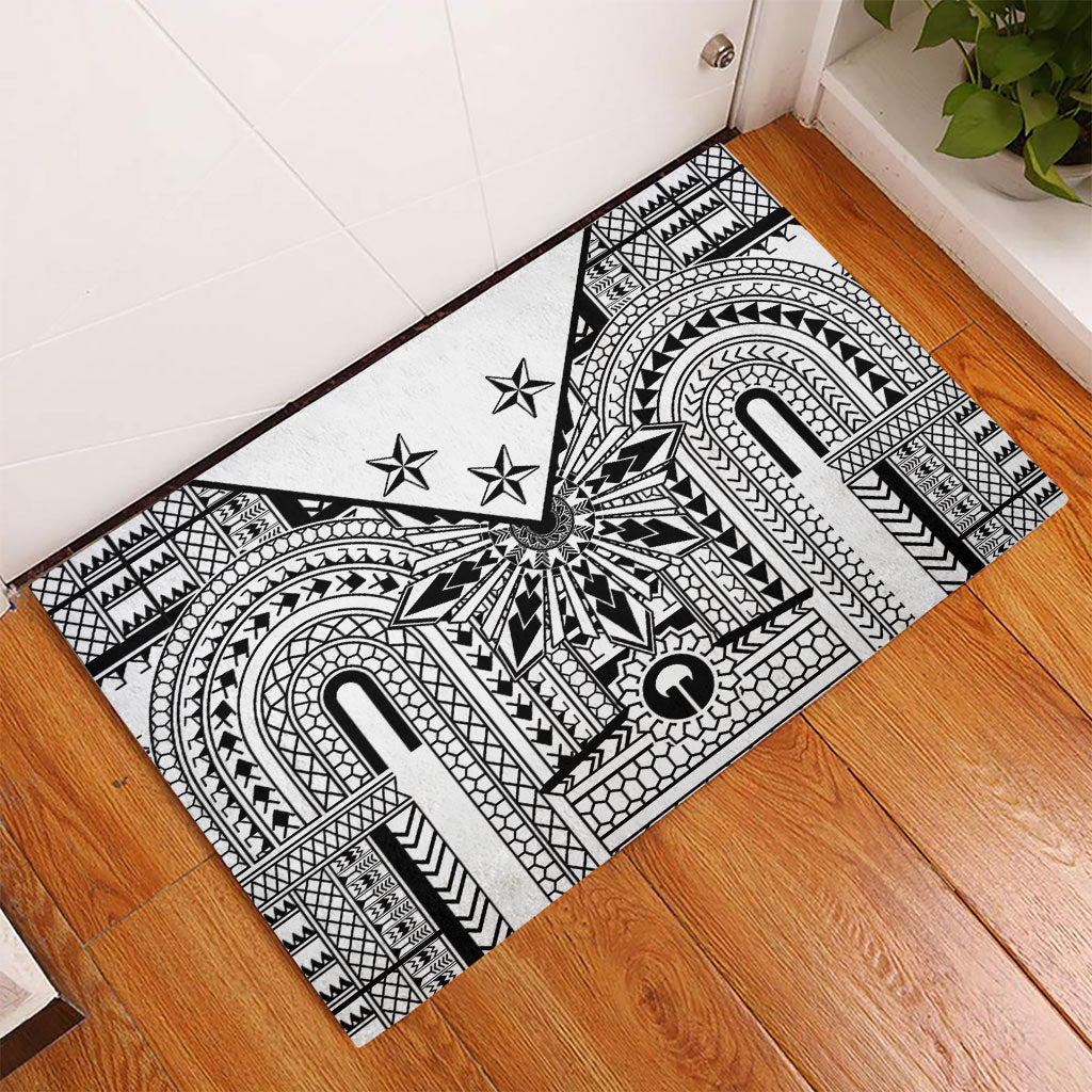 White Philippines Sun Star Rubber Doormat Igorot Tribal Inspiration