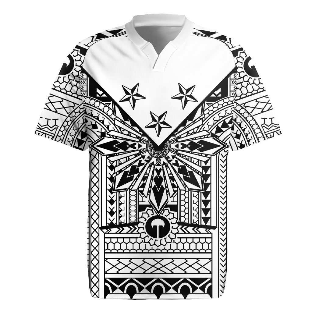 White Philippines Sun Star Rugby Jersey Igorot Tribal Inspiration