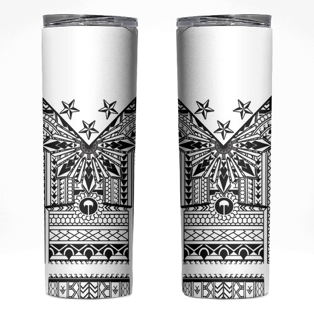 White Philippines Sun Star Skinny Tumbler Igorot Tribal Inspiration