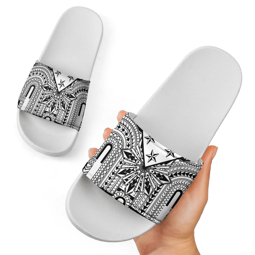 White Philippines Sun Star Slide Sandals Igorot Tribal Inspiration