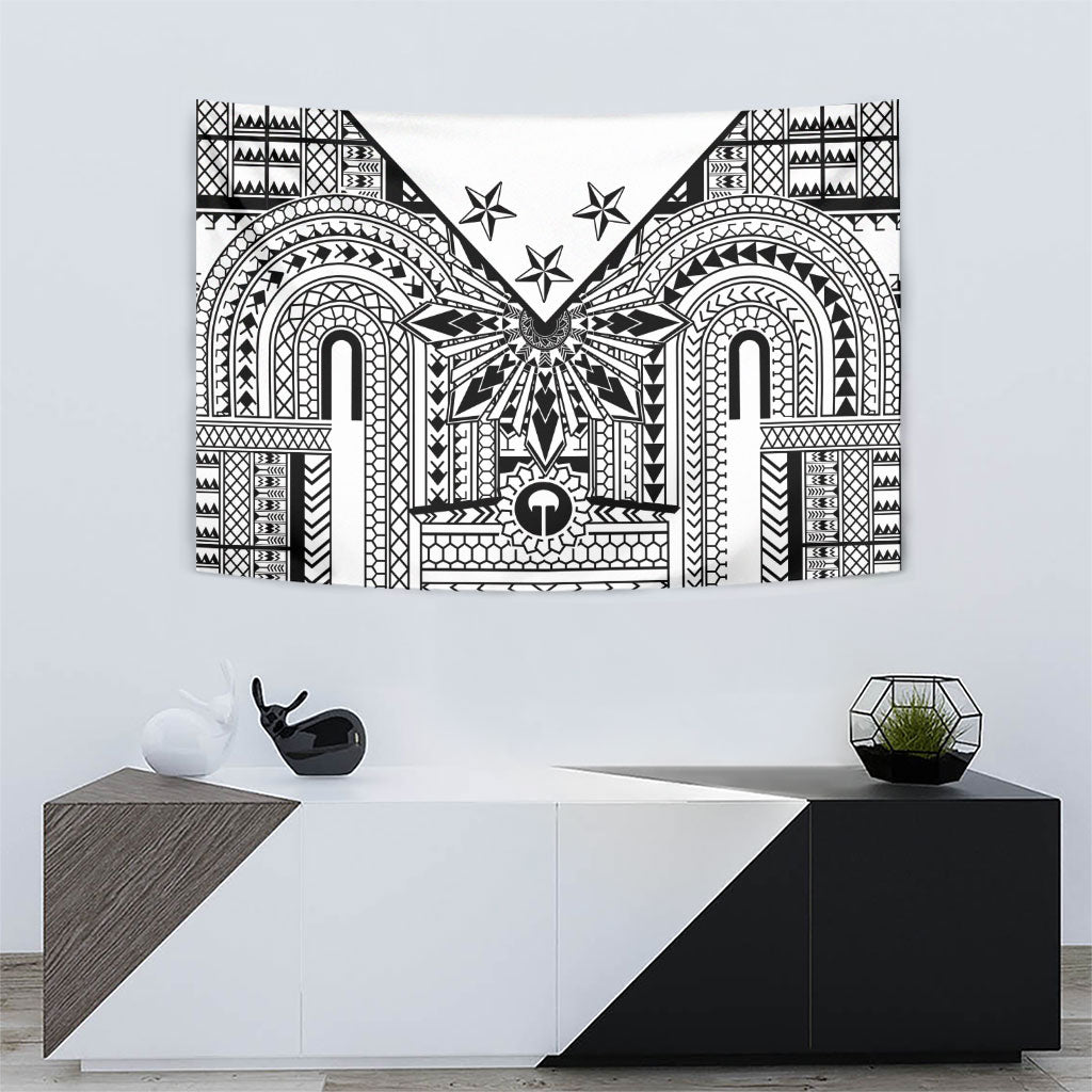 White Philippines Sun Star Tapestry Igorot Tribal Inspiration