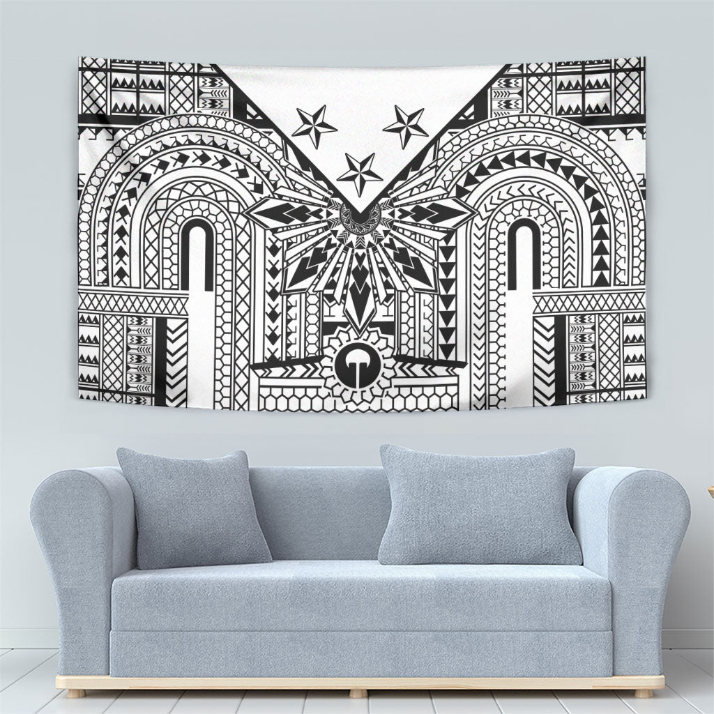 White Philippines Sun Star Tapestry Igorot Tribal Inspiration
