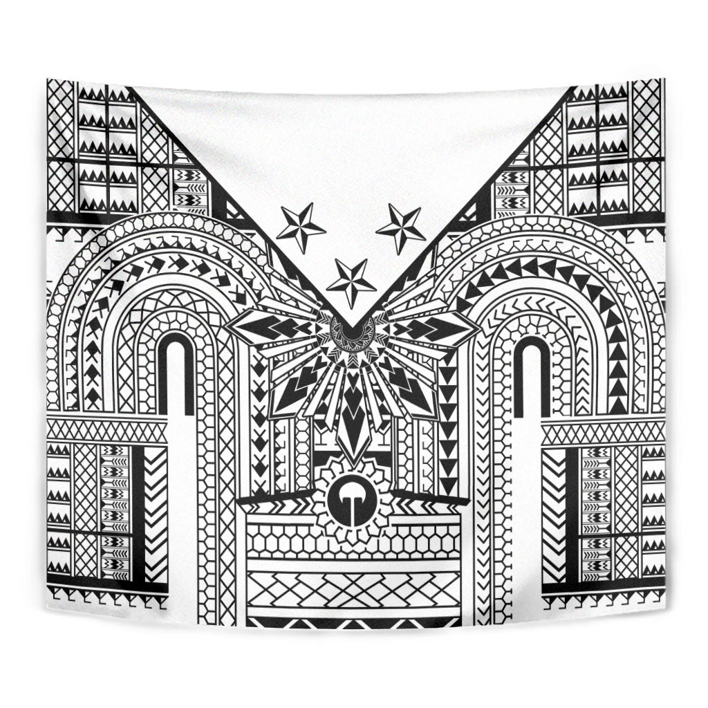 White Philippines Sun Star Tapestry Igorot Tribal Inspiration
