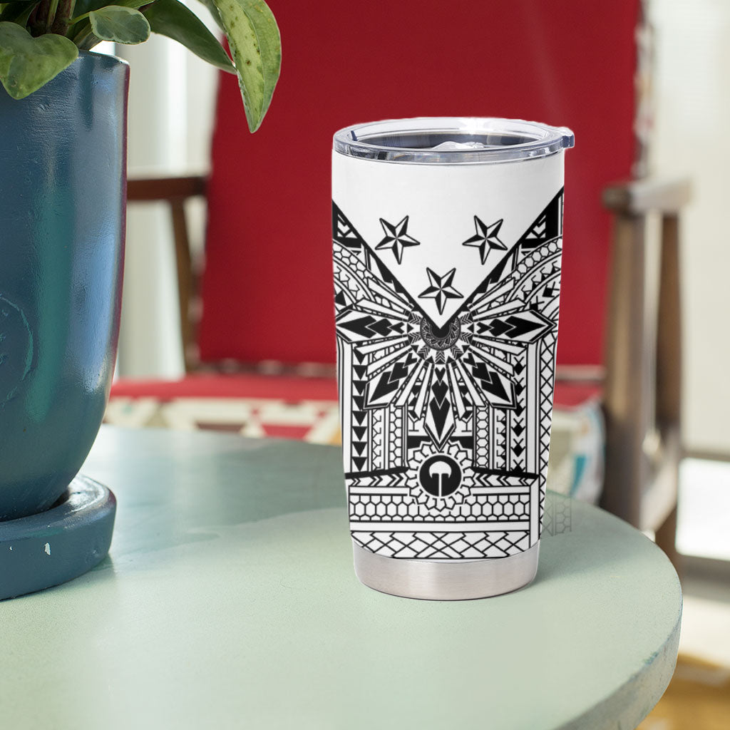 White Philippines Sun Star Tumbler Cup Igorot Tribal Inspiration