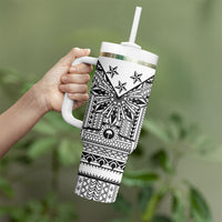 White Philippines Sun Star Tumbler With Handle Igorot Tribal Inspiration