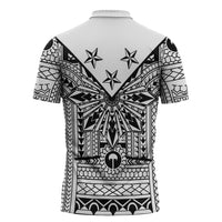 White Philippines Sun Star Zipper Polo Shirt Igorot Tribal Inspiration
