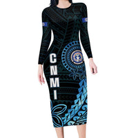 Personalized Northern Mariana Islands 78th Liberation Day Family Matching Long Sleeve Bodycon Dress and Hawaiian Shirt LT05 Mom's Dress Blue - Polynesian Pride