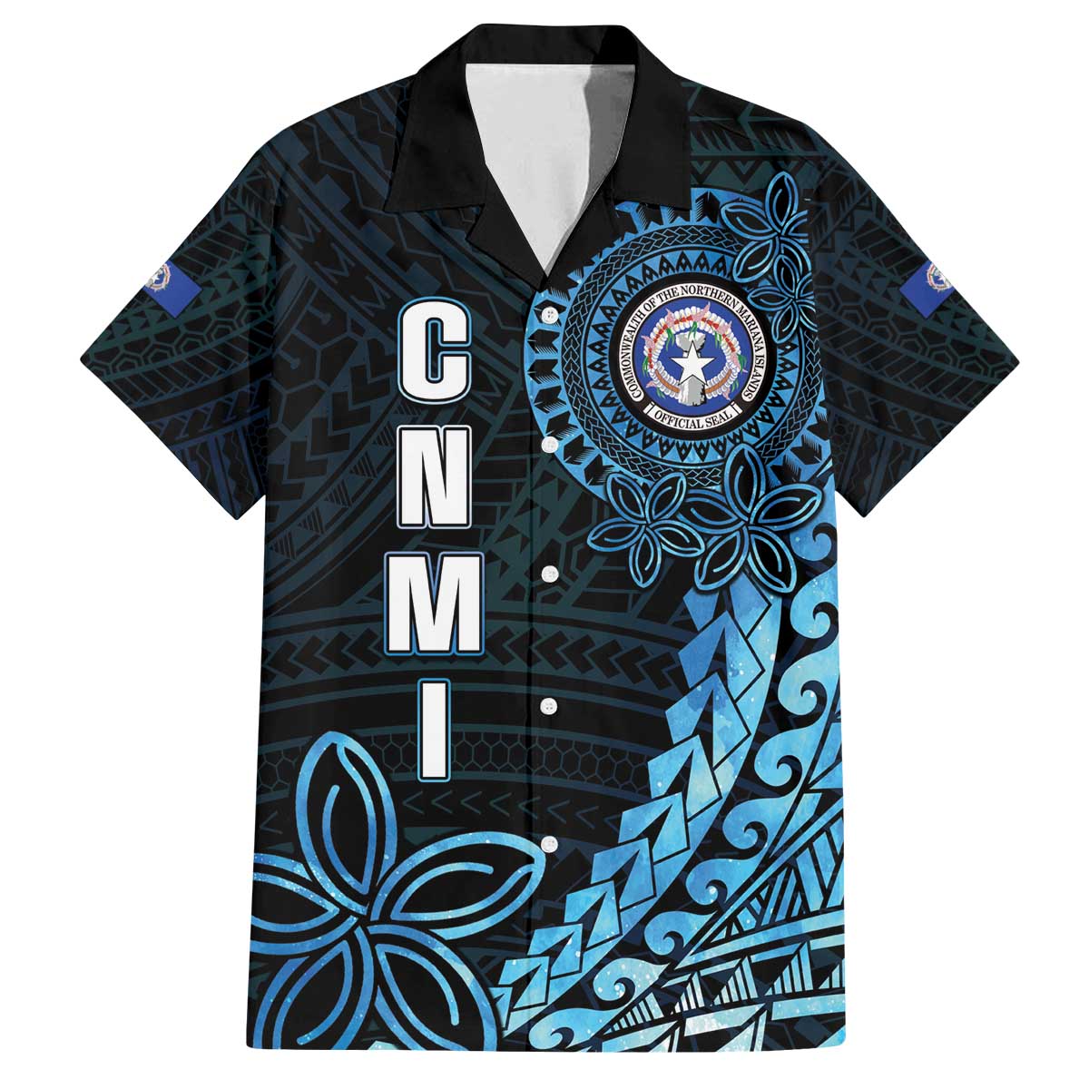 Personalized Northern Mariana Islands 78th Liberation Day Family Matching Off The Shoulder Long Sleeve Dress and Hawaiian Shirt LT05 Dad's Shirt - Short Sleeve Blue - Polynesian Pride