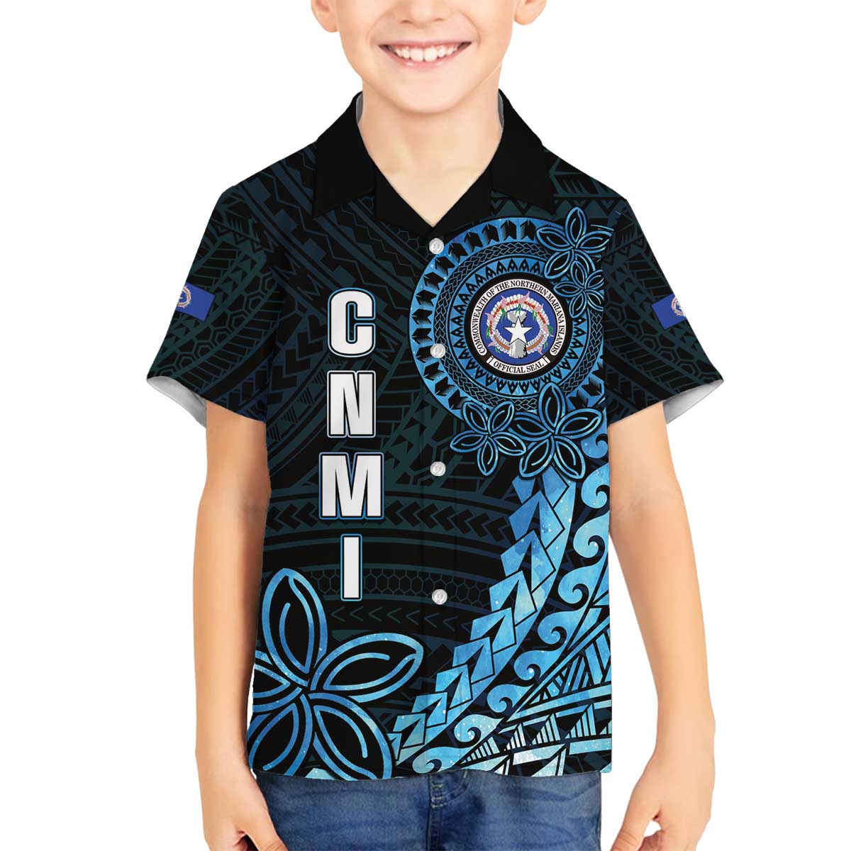 Personalized Northern Mariana Islands 78th Liberation Day Family Matching Off The Shoulder Long Sleeve Dress and Hawaiian Shirt LT05 Son's Shirt Blue - Polynesian Pride