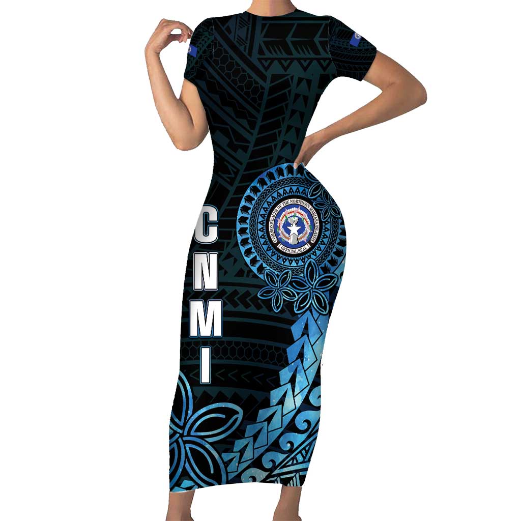 Personalized Northern Mariana Islands 78th Liberation Day Family Matching Short Sleeve Bodycon Dress and Hawaiian Shirt LT05 Mom's Dress Blue - Polynesian Pride