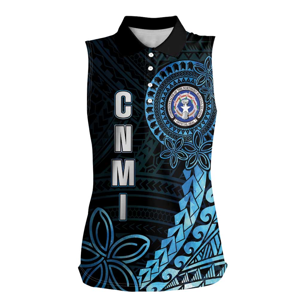 Personalized Northern Mariana Islands 78th Liberation Day Women Sleeveless Polo Shirt LT05 Female Blue - Polynesian Pride