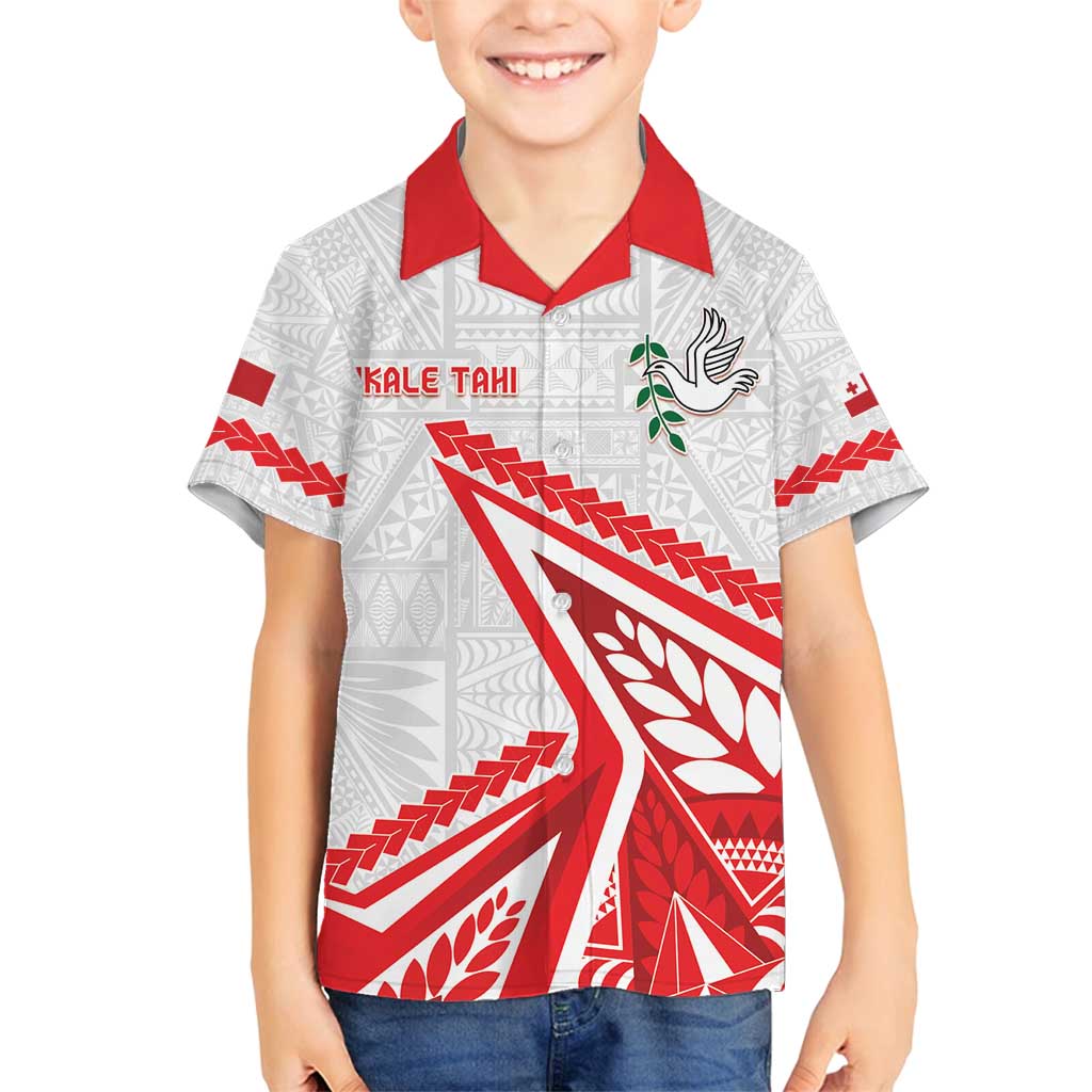 Custom Tonga Rugby 2024 Pacific Family Matching Long Sleeve Bodycon Dress and Hawaiian Shirt Go Ikale Tahi LT05 Son's Shirt White - Polynesian Pride