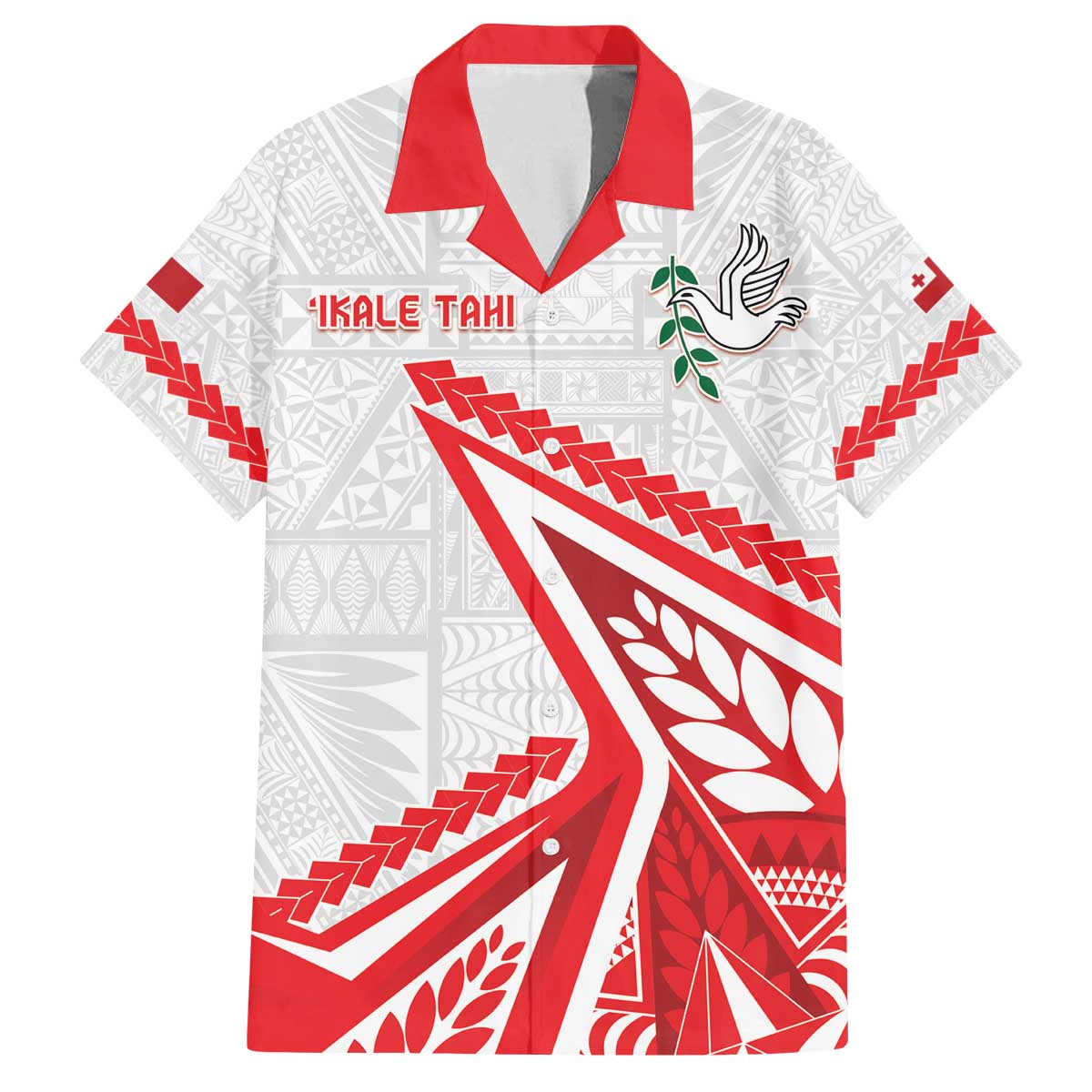 Custom Tonga Rugby 2024 Pacific Family Matching Off The Shoulder Long Sleeve Dress and Hawaiian Shirt Go Ikale Tahi LT05 Dad's Shirt - Short Sleeve White - Polynesian Pride