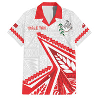 Custom Tonga Rugby 2024 Pacific Family Matching Off The Shoulder Long Sleeve Dress and Hawaiian Shirt Go Ikale Tahi LT05 Dad's Shirt - Short Sleeve White - Polynesian Pride