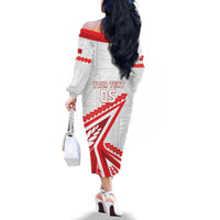 Custom Tonga Rugby 2024 Pacific Family Matching Off The Shoulder Long Sleeve Dress and Hawaiian Shirt Go Ikale Tahi LT05 - Polynesian Pride