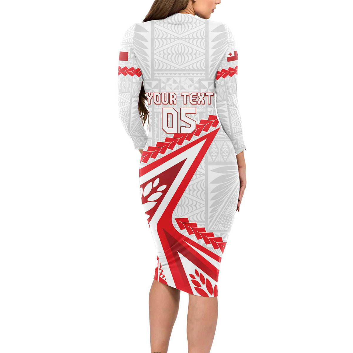 Custom Tonga Rugby 2024 Pacific Long Sleeve Bodycon Dress Go Ikale Tahi