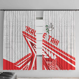 Tonga Rugby 2024 Pacific Window Curtain Go Ikale Tahi LT05 - With Hooks / 107cm x 213cm / White
