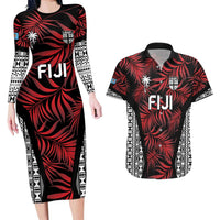 Custom Flying Fijians Rugby 2024 Pacific Couples Matching Long Sleeve Bodycon Dress and Hawaiian Shirt Go Fiji LT05 Black - Polynesian Pride