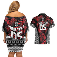 Custom Flying Fijians Rugby 2024 Pacific Couples Matching Off Shoulder Short Dress and Hawaiian Shirt Go Fiji LT05 - Polynesian Pride