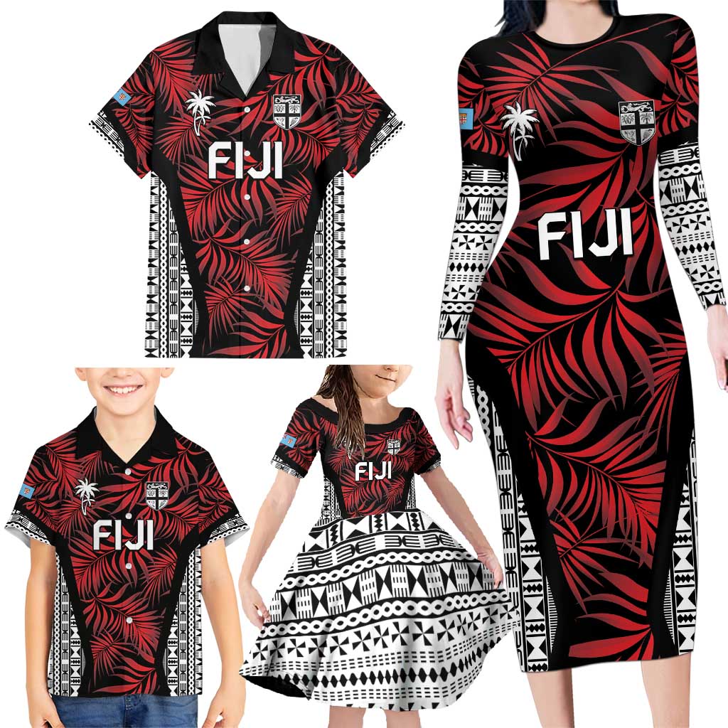 Custom Flying Fijians Rugby 2024 Pacific Family Matching Long Sleeve Bodycon Dress and Hawaiian Shirt Go Fiji LT05 - Polynesian Pride