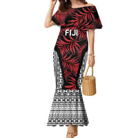 Custom Flying Fijians Rugby 2024 Pacific Family Matching Mermaid Dress and Hawaiian Shirt Go Fiji LT05 Mom's Dress Black - Polynesian Pride