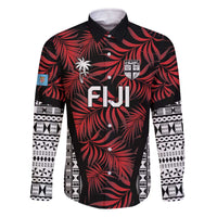 Custom Flying Fijians Rugby 2024 Pacific Family Matching Off Shoulder Short Dress and Hawaiian Shirt Go Fiji LT05 Dad's Shirt - Long Sleeve Black - Polynesian Pride