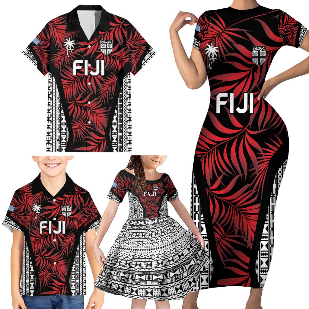 Custom Flying Fijians Rugby 2024 Pacific Family Matching Short Sleeve Bodycon Dress and Hawaiian Shirt Go Fiji LT05 - Polynesian Pride