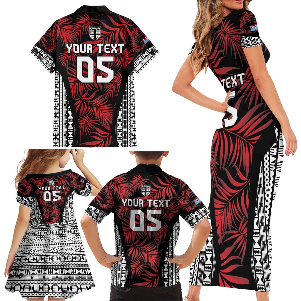 Custom Flying Fijians Rugby 2024 Pacific Family Matching Short Sleeve Bodycon Dress and Hawaiian Shirt Go Fiji LT05 - Polynesian Pride