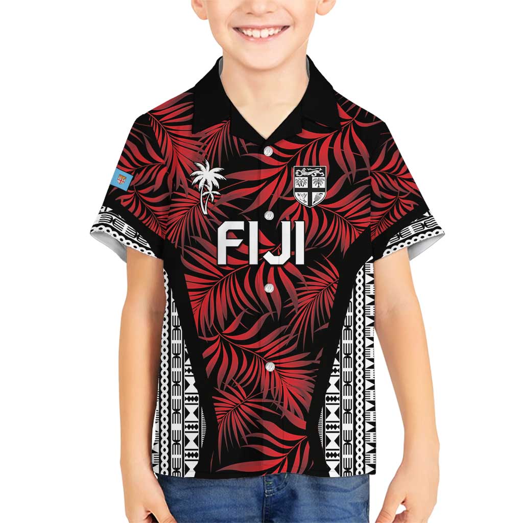 Custom Flying Fijians Rugby 2024 Pacific Family Matching Summer Maxi Dress and Hawaiian Shirt Go Fiji LT05 Son's Shirt Black - Polynesian Pride
