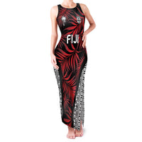 Custom Flying Fijians Rugby 2024 Pacific Family Matching Tank Maxi Dress and Hawaiian Shirt Go Fiji LT05 Mom's Dress Black - Polynesian Pride