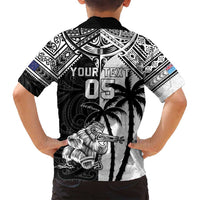 Custom New Zealand And Fiji Rugby 2024 Family Matching Long Sleeve Bodycon Dress and Hawaiian Shirt Maori Kiwi With Fijian Palm Tree LT05 - Polynesian Pride