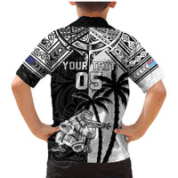 Custom New Zealand And Fiji Rugby 2024 Family Matching Mermaid Dress and Hawaiian Shirt Maori Kiwi With Fijian Palm Tree LT05 - Polynesian Pride