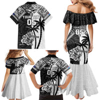 Custom New Zealand And Fiji Rugby 2024 Family Matching Mermaid Dress and Hawaiian Shirt Maori Kiwi With Fijian Palm Tree LT05 - Polynesian Pride