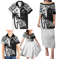 Custom New Zealand And Fiji Rugby 2024 Family Matching Puletasi and Hawaiian Shirt Maori Kiwi With Fijian Palm Tree LT05 - Polynesian Pride