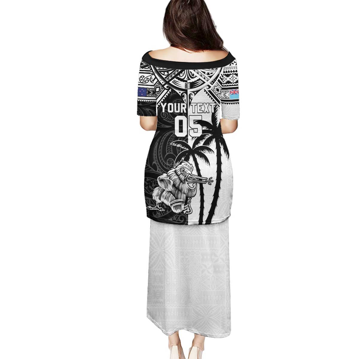 Custom New Zealand And Fiji Rugby 2024 Family Matching Puletasi and Hawaiian Shirt Maori Kiwi With Fijian Palm Tree LT05 - Polynesian Pride