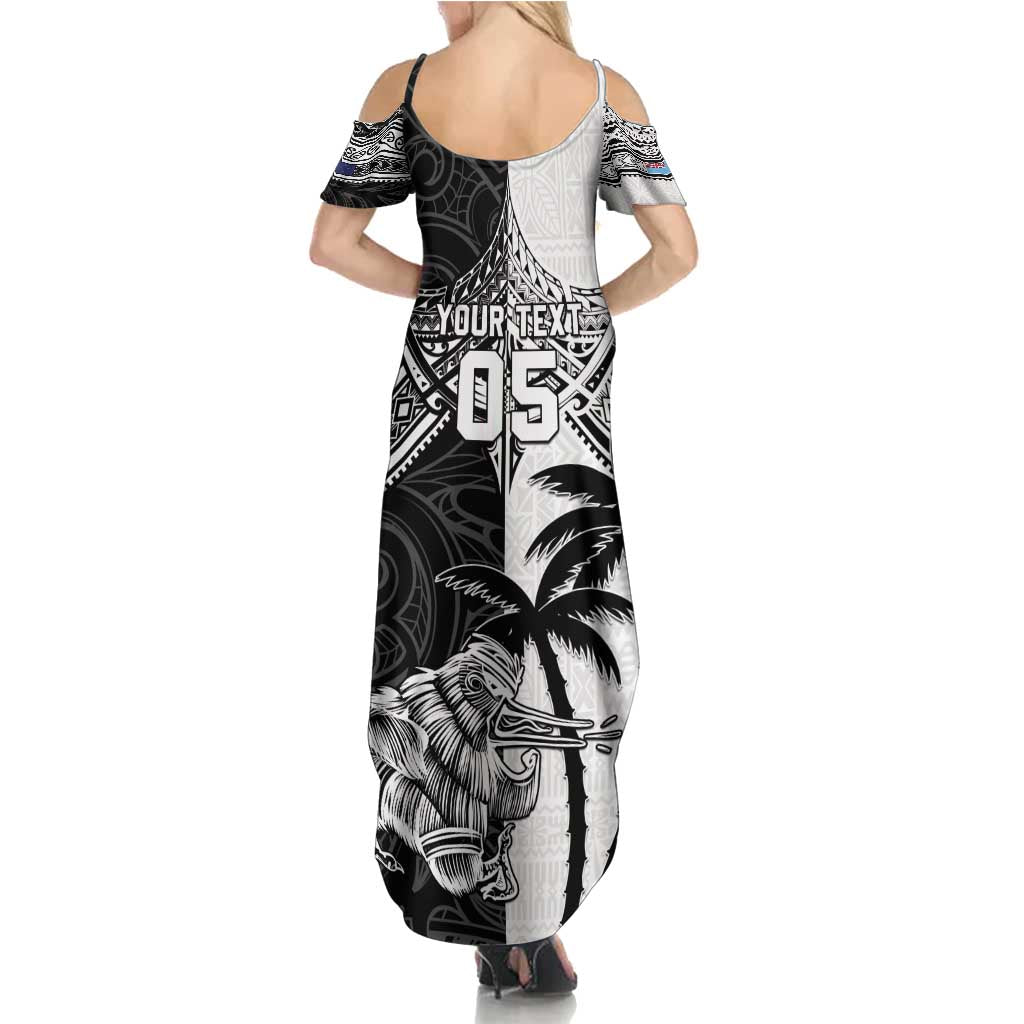Custom New Zealand And Fiji Rugby 2024 Family Matching Summer Maxi Dress and Hawaiian Shirt Maori Kiwi With Fijian Palm Tree LT05 - Polynesian Pride