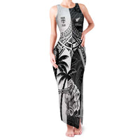 Custom New Zealand And Fiji Rugby 2024 Family Matching Tank Maxi Dress and Hawaiian Shirt Maori Kiwi With Fijian Palm Tree LT05 Mom's Dress Black - Polynesian Pride