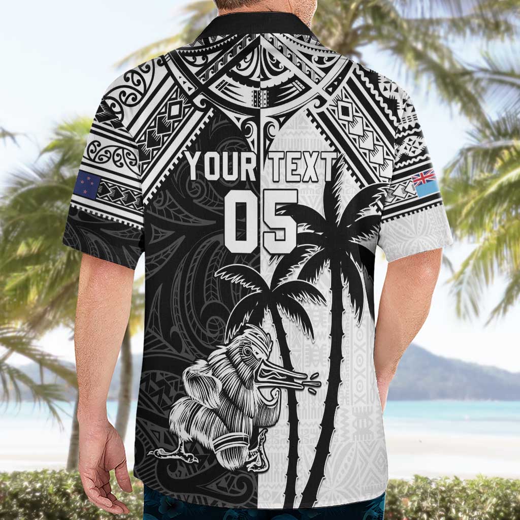 Custom New Zealand And Fiji Rugby 2024 Hawaiian Shirt Maori Kiwi With Fijian Palm Tree LT05 - Polynesian Pride