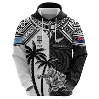 Custom New Zealand And Fiji Rugby 2024 Hoodie Maori Kiwi With Fijian Palm Tree LT05 - Polynesian Pride