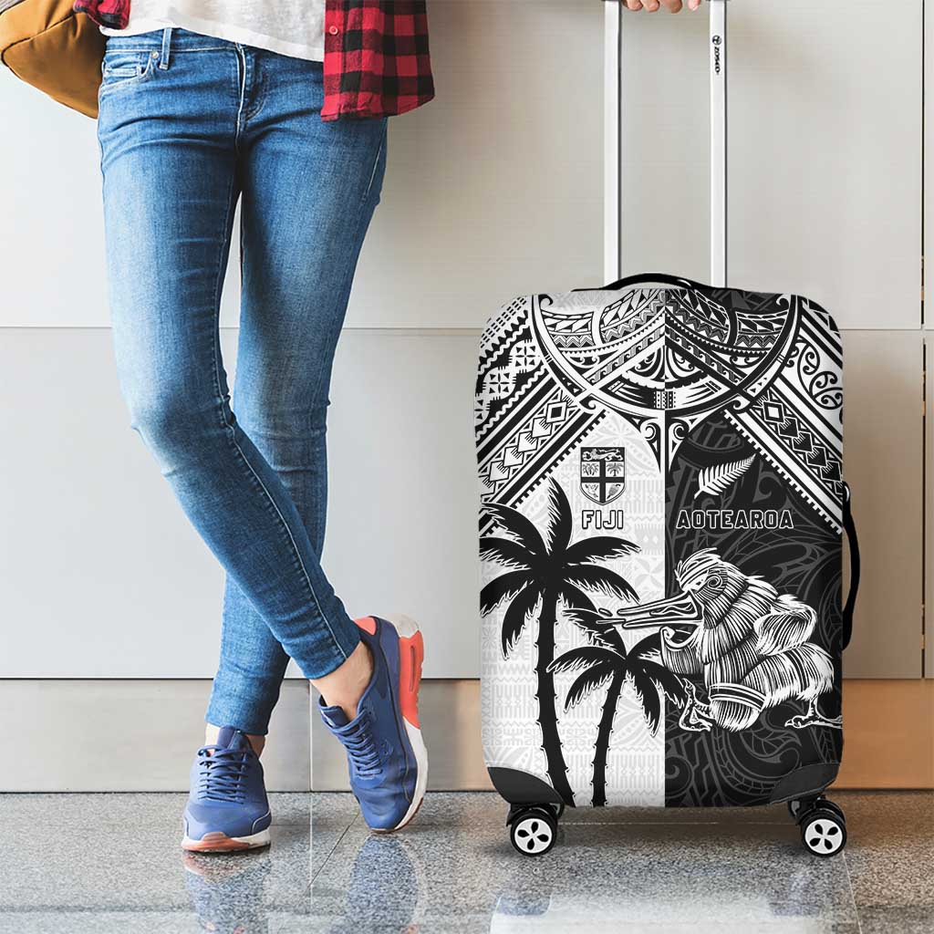 New Zealand And Fiji Rugby 2024 Luggage Cover Maori Kiwi With Fijian Palm Tree LT05 - Polynesian Pride