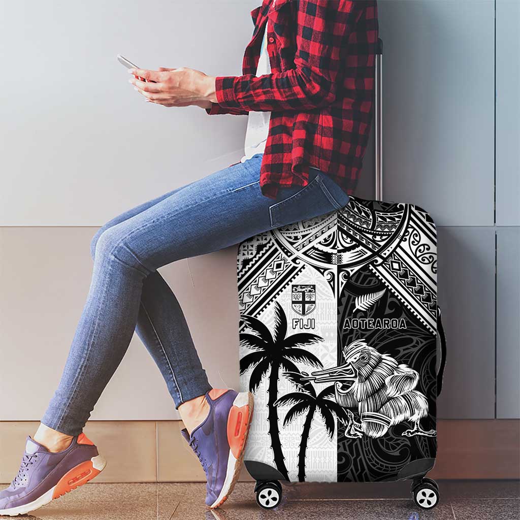New Zealand And Fiji Rugby 2024 Luggage Cover Maori Kiwi With Fijian Palm Tree LT05 - Polynesian Pride