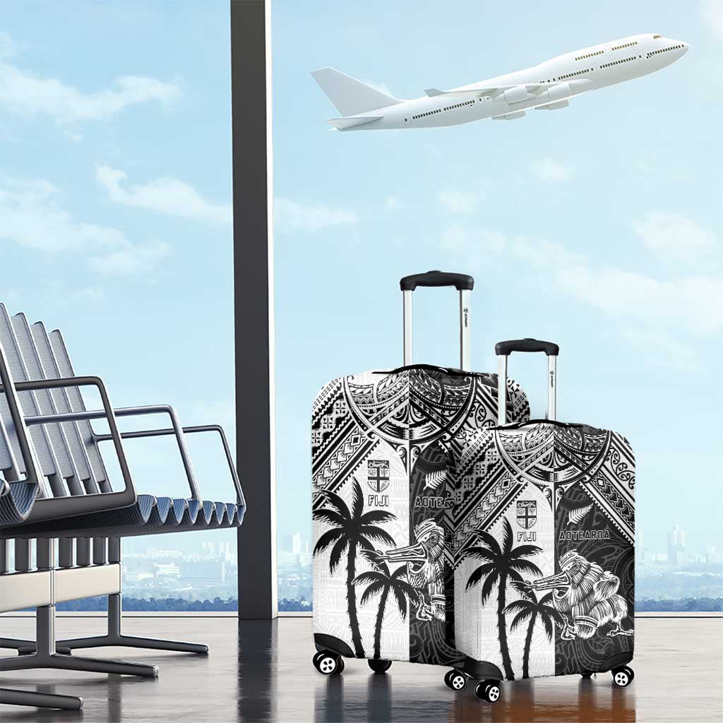 New Zealand And Fiji Rugby 2024 Luggage Cover Maori Kiwi With Fijian Palm Tree LT05 - Polynesian Pride
